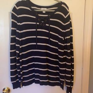 Old navy, navy & white striped sweater, Large Tall